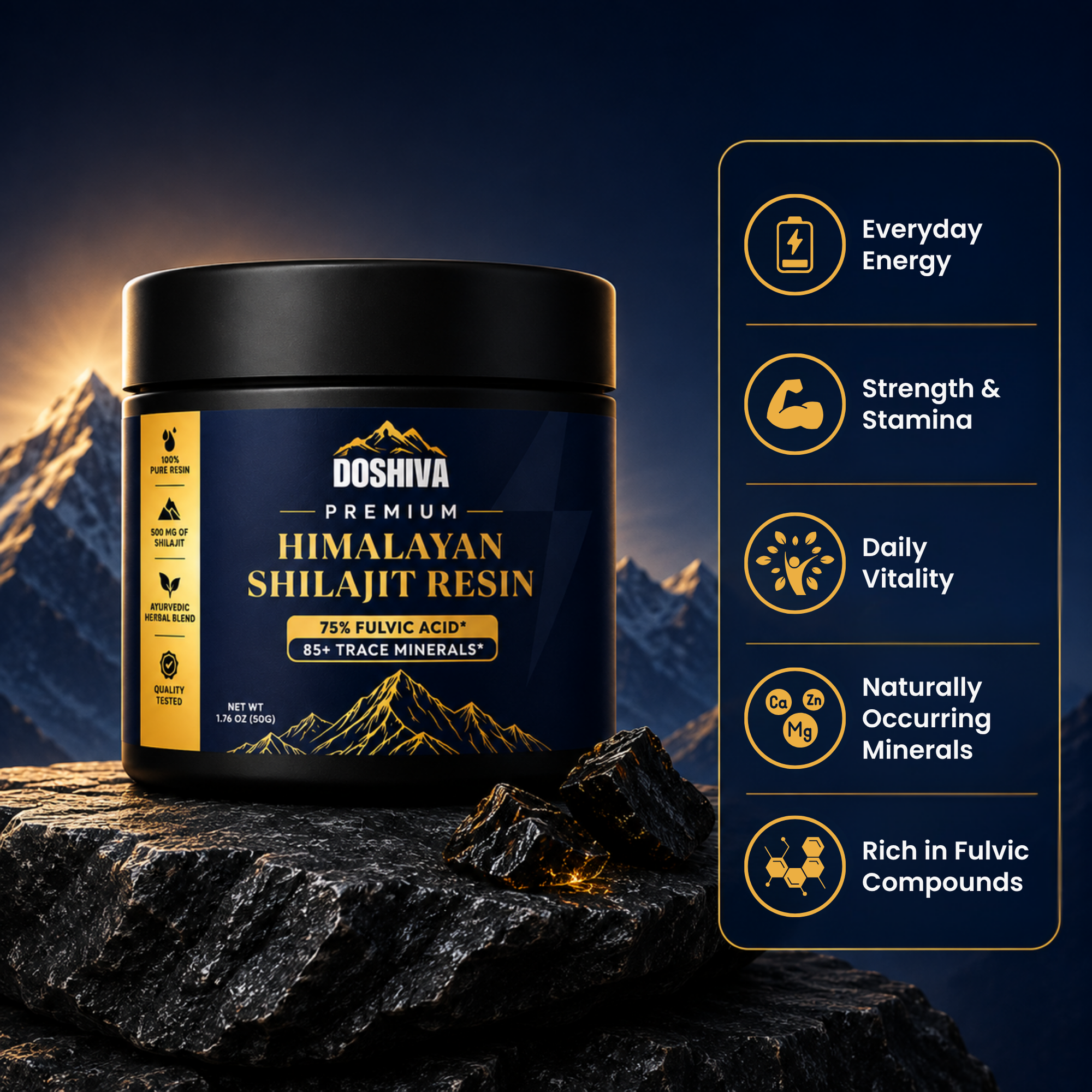Doshiva Shilajit Resin – Mineral-Rich Support for Daily Energy & Focus