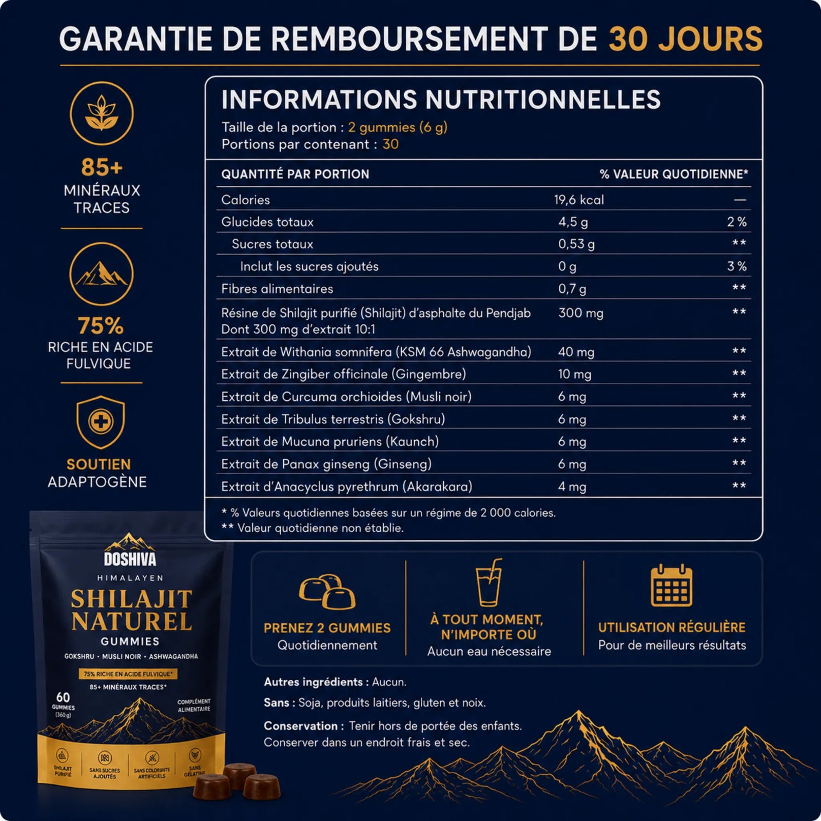 Doshiva® Gummies au Shilajit de l’Himalaya