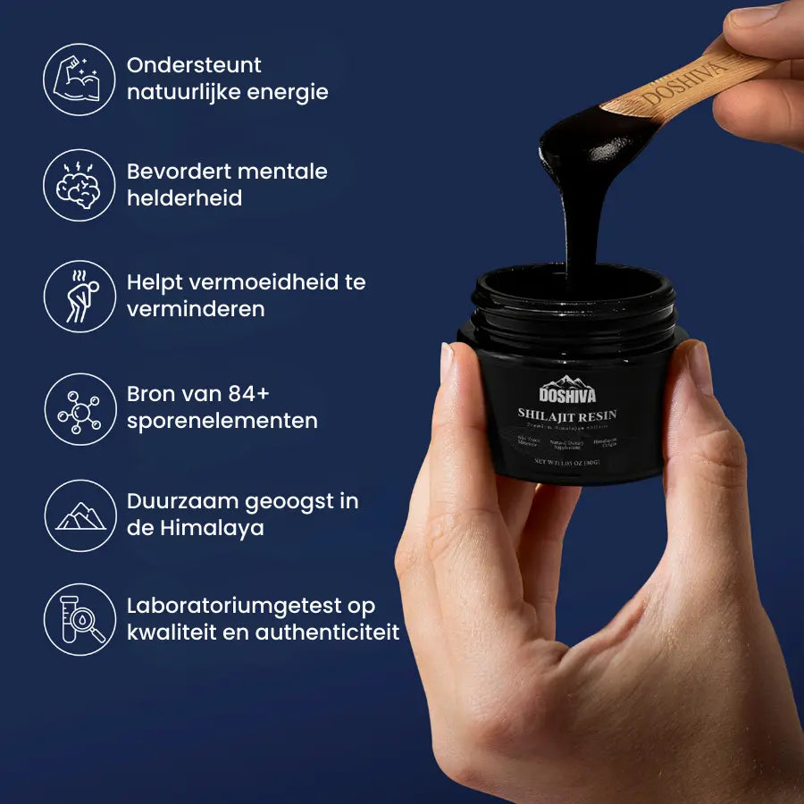 Doshiva Shilajit – Ondersteunt natuurlijk energie en vitaliteit met 84+ essentiële mineralen